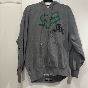 Fox Racing Charcoal Hoodie with Vibrant Green Accents